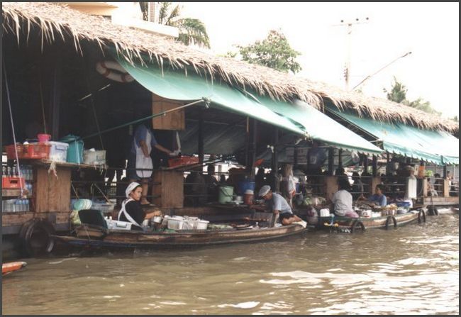Thailand - Bangkok, Restaurant am Klong - Küche auf den Booten